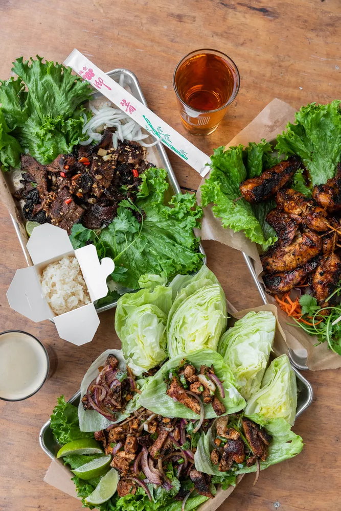 A spread of Thai street food dishes