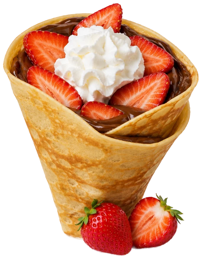 Nutella, Strawberries & Whipped Cream — Dessert Crêpes