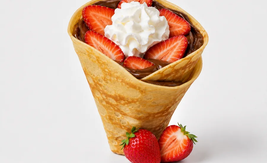 A Nutella and strawberry crepe
