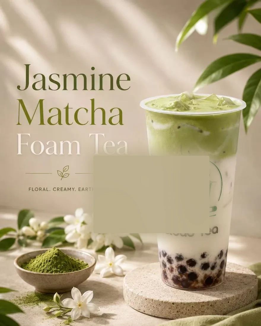 Jasmine Matcha Foam Tea — Floral. Creamy. Earthy.