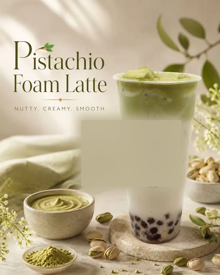 Pistachio Foam Latte — Nutty. Creamy. Smooth.