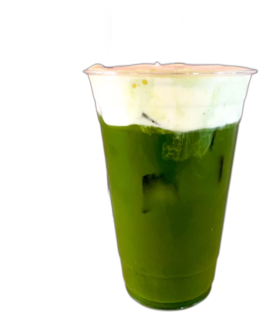 Matcha latte topped with cloud cream
