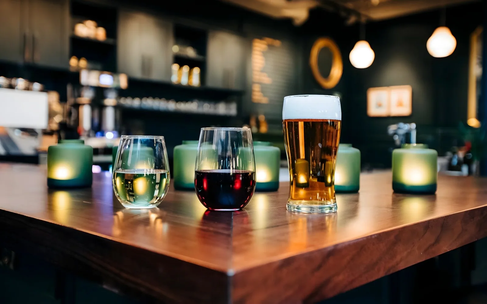 Drinks on the bar at Template Cafe