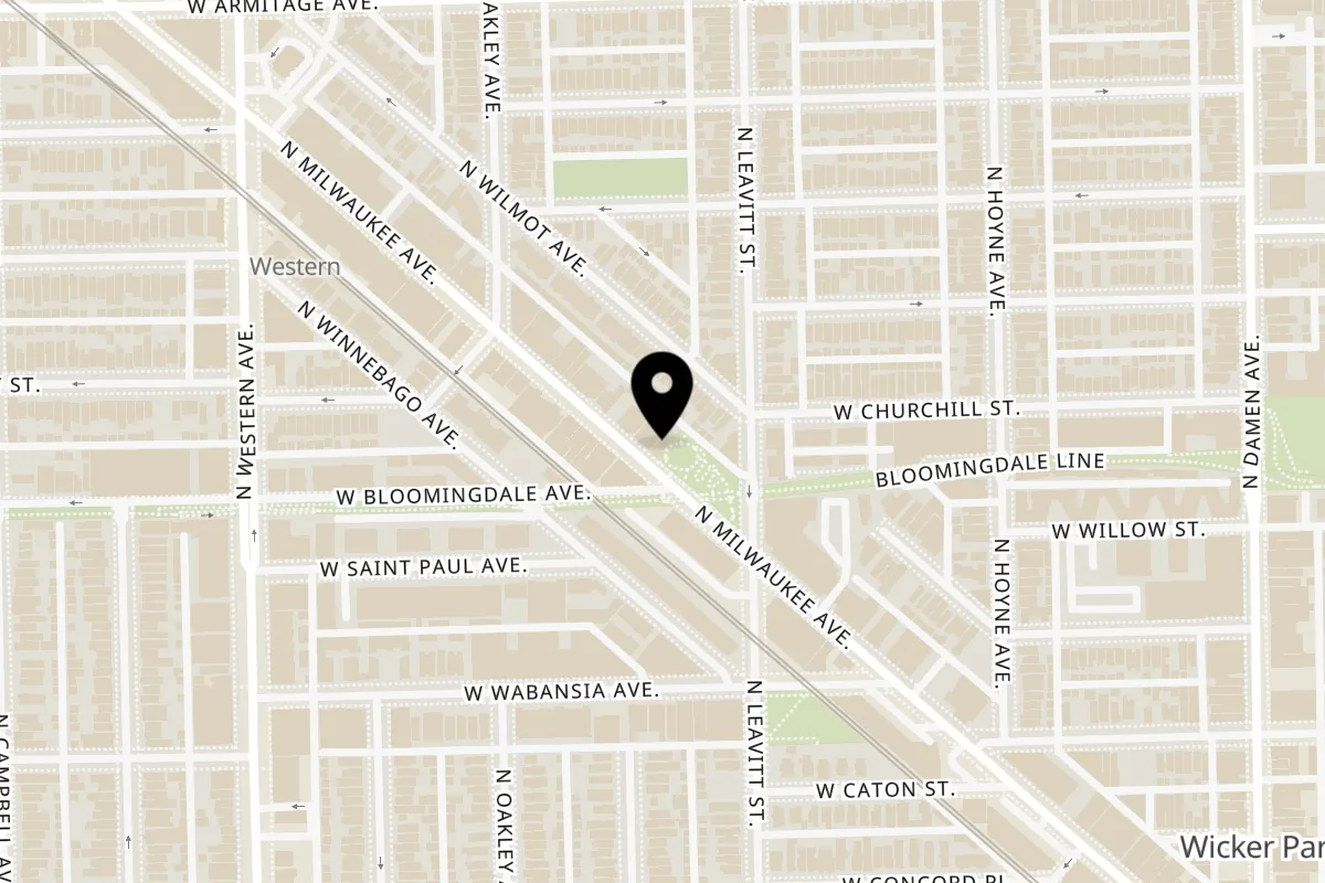 Map showing Bel Horizon Coffee 606 at 1813 N Milwaukee Ave, Chicago
