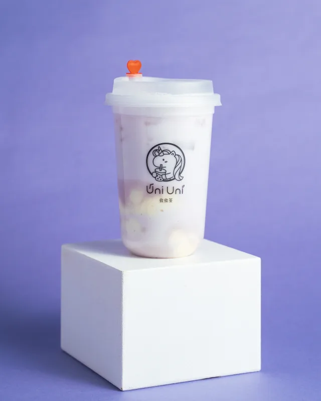 Coconut Taro Latte with Milk Mochi