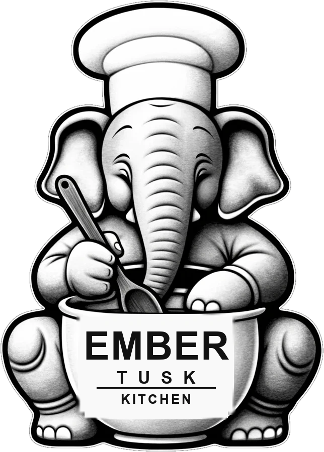 Ember Tusk Kitchen elephant-chef mascot