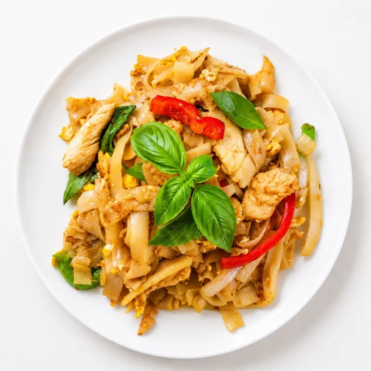 Drunken noodle stir-fried with basil and chili at Ember Tusk Kitchen