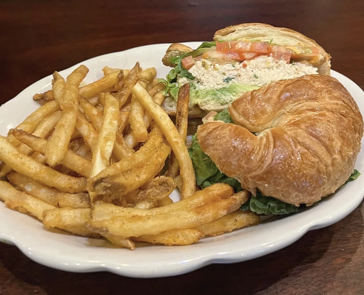 Ophelia’s Prime — chicken salad on a croissant with fries