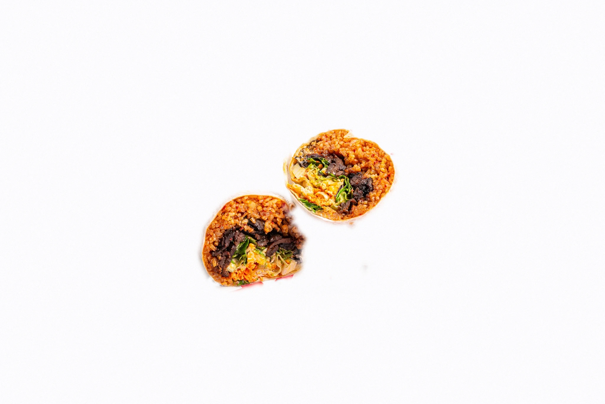 Kimchi fried rice burrito on Gochu Cantina wrapper