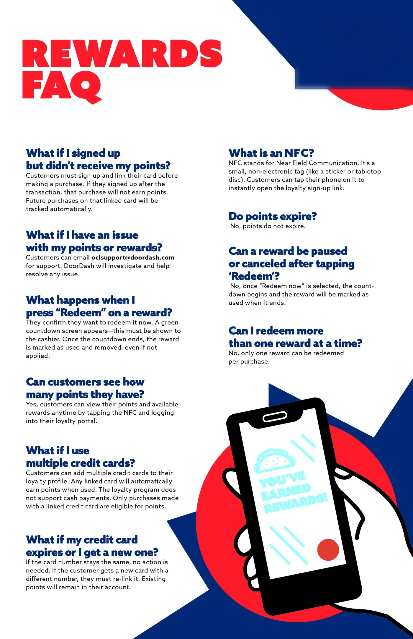 Gochu Cantina Rewards FAQ — how to sign up, earn points, redeem rewards, use NFC tags, and link multiple credit cards.