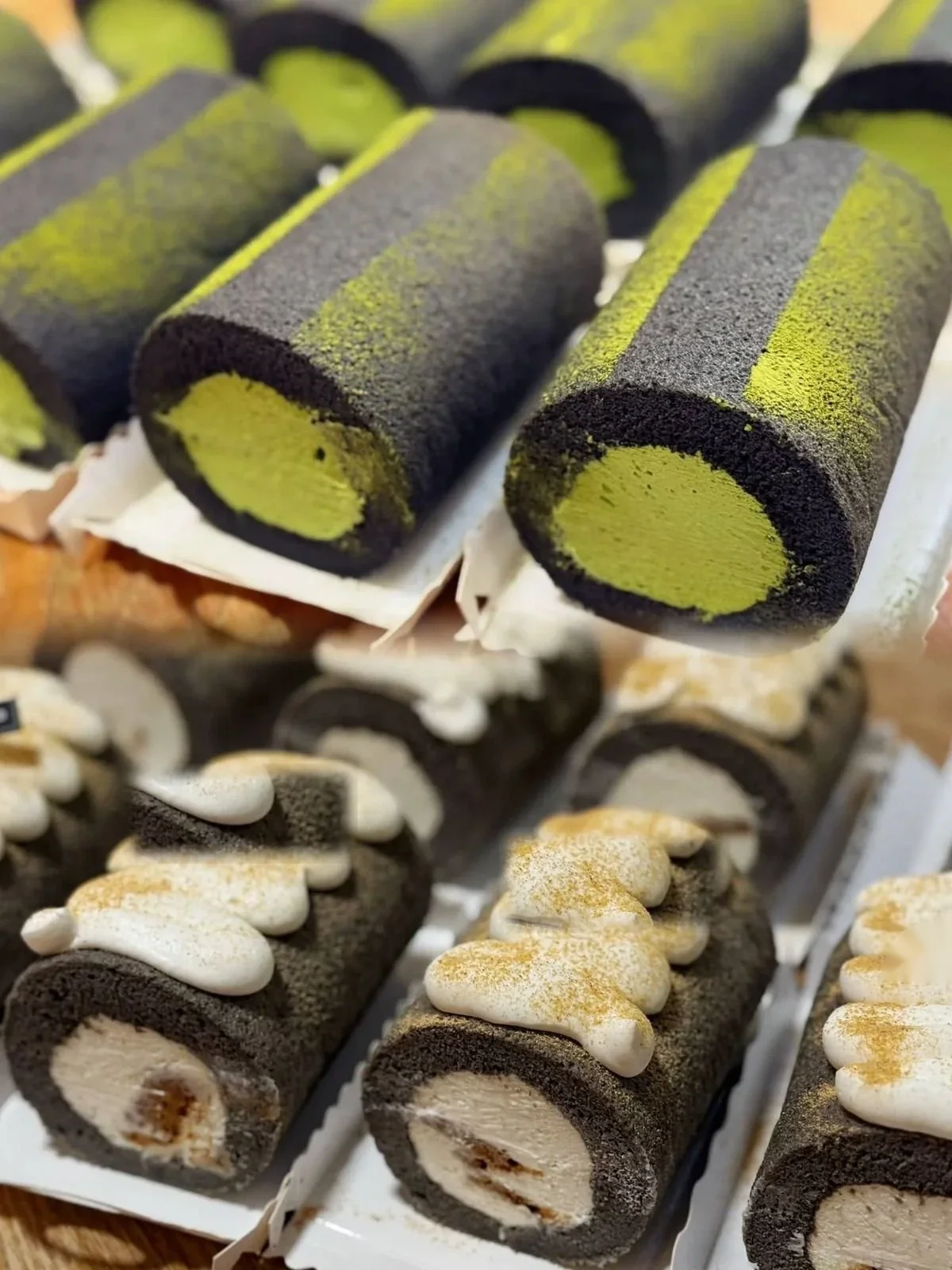 Matcha & Black Sesame Roll Cakes
