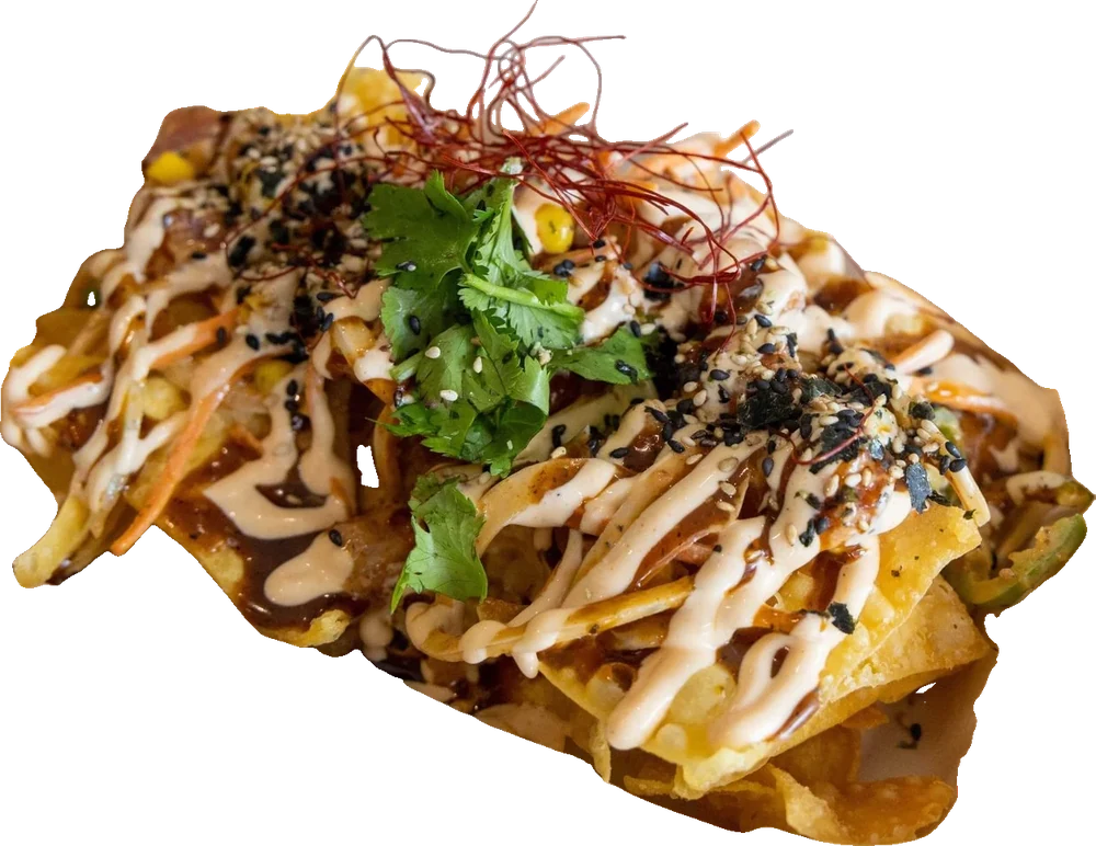 A poke bowl broken down into its ingredients
